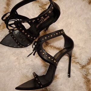 Yves Saint Laurent Black Heels with Gold Accents